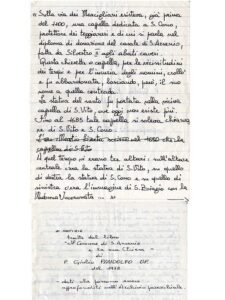 Manoscritto tratto dal libro di Giulio Pandolfo del 1978 dal titolo “Il Comune di S. Arsenio e la sua chiesa”